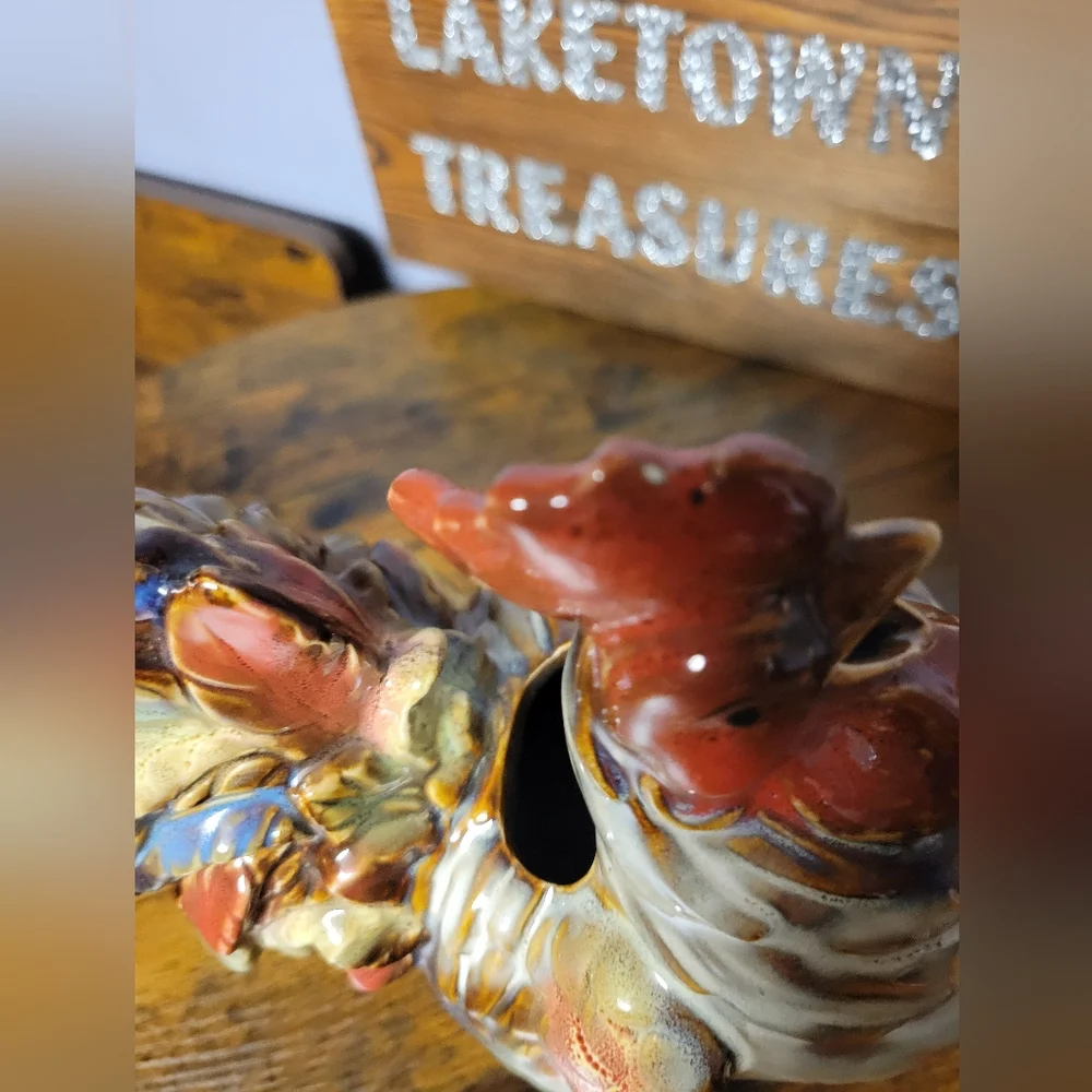 Vintage Unique stoneware Colorful Rooster tea pot